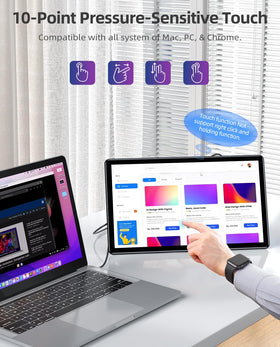 UPERFECT Y portable monitor in portrait mode for vertical reading and coding efficiency.