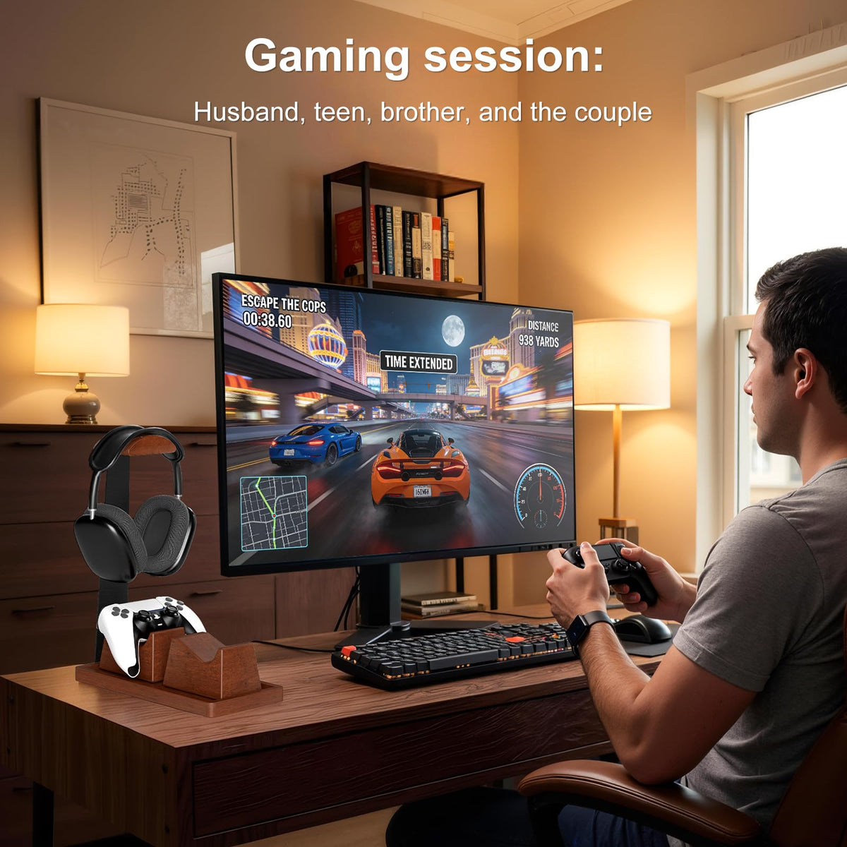 UPERGO on a gaming desk with monitor and peripherals to elevate setup aesthetics