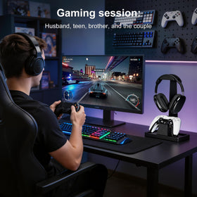 UPERGO scale comparison with controller and headset shows compact footprint