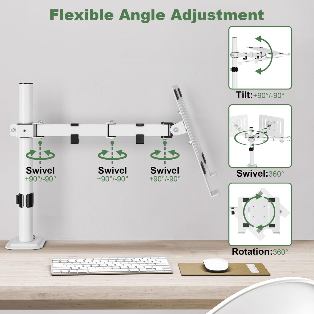 UPGRAVITY clamp mount installed on desk demonstrating secure attachment