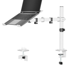 UPGRAVITY front view of white laptop mount showcasing space-saving benefit