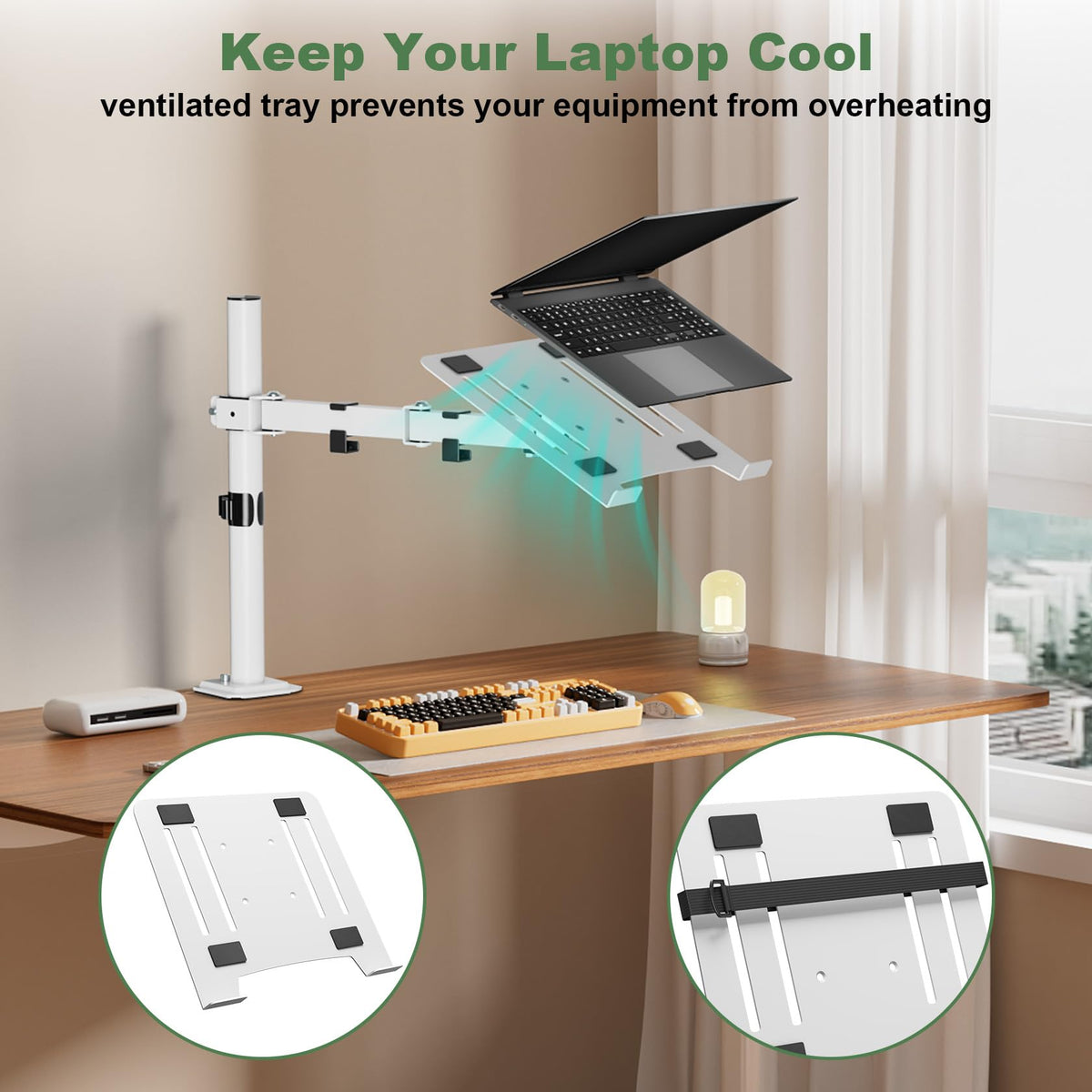 UPGRAVITY laptop raised to eye level for improved posture and comfort