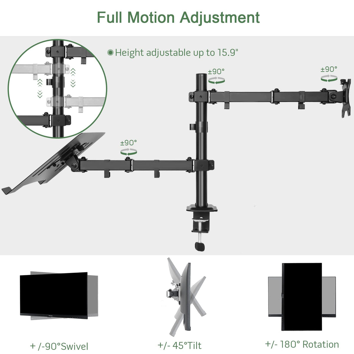UPGRAVITY detailed VESA plate showing secure monitor attachment benefit