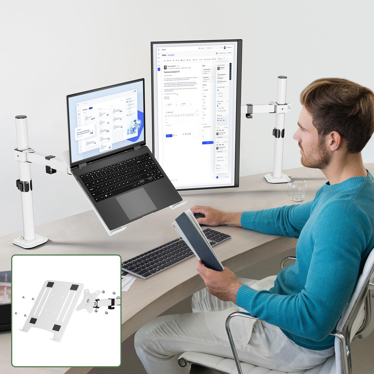UPGRAVITY with external monitor illustrating dual-screen workflow benefit