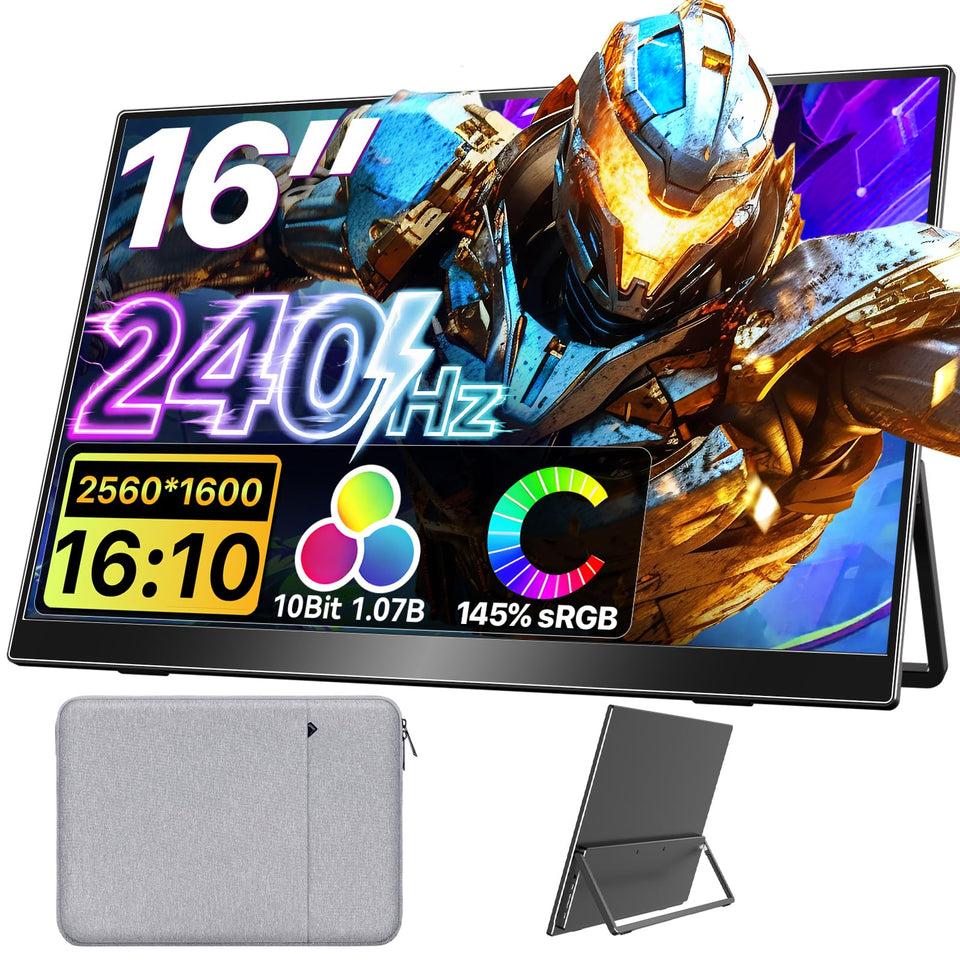 Upperizon 16-inch portable monitor showing 2K QHD clarity and vibrant 240Hz gameplay