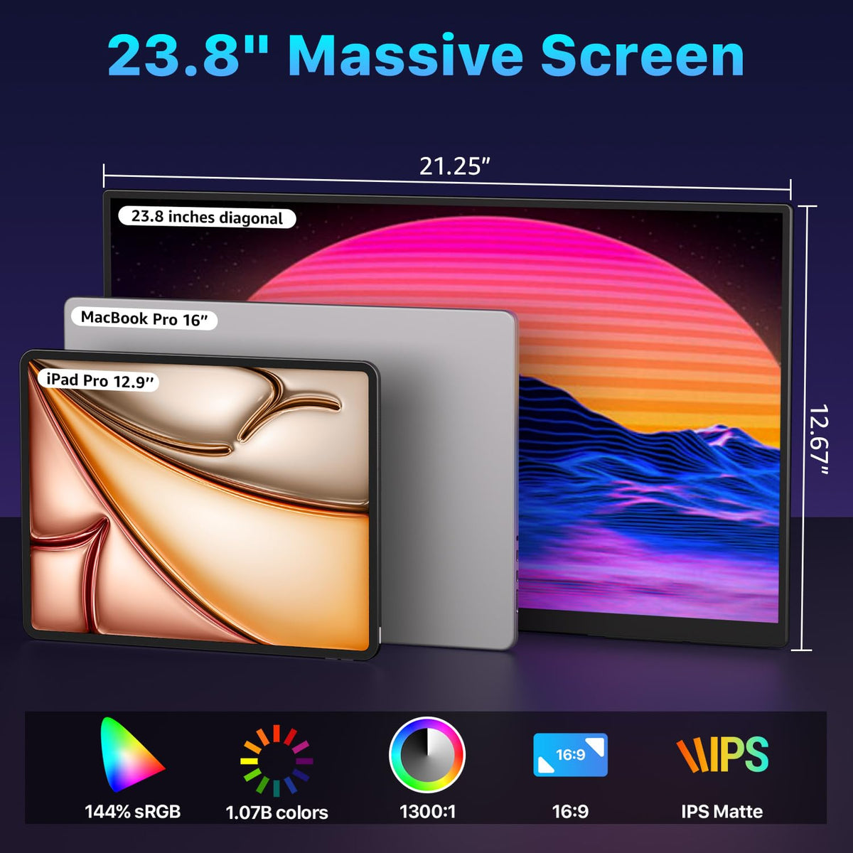 Upperizon 23.8-inch monitor portrait mode for vertical reading and coding.
