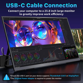 Upperizon 23.8-inch monitor side ports for versatile connections.