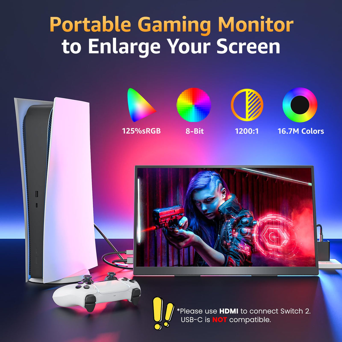 Upperizon 2 USB-C ports and HDMI support versatile connections to laptops, consoles, and tablets.