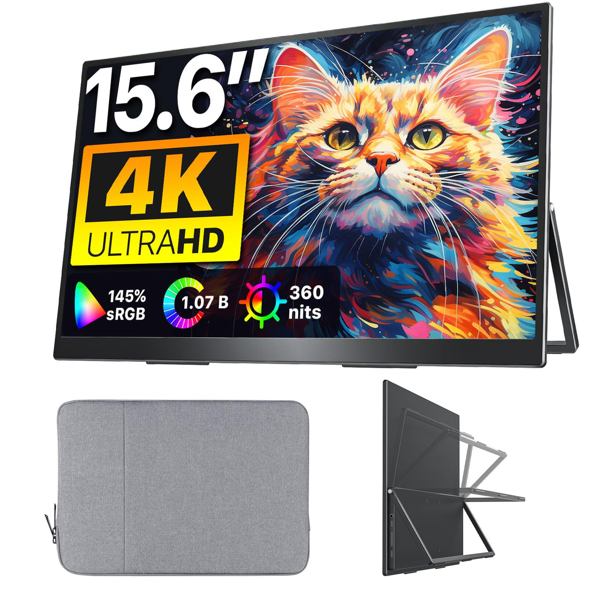 Upperizon portable monitor 15.6-inch 4K UHD enhances laptop connectivity and on-the-go productivity.
