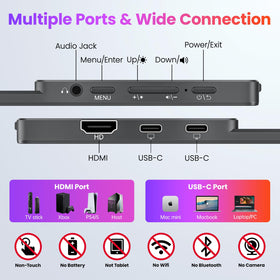 Upperizon portable monitor with dual USB-C and HDMI ports for versatile connections