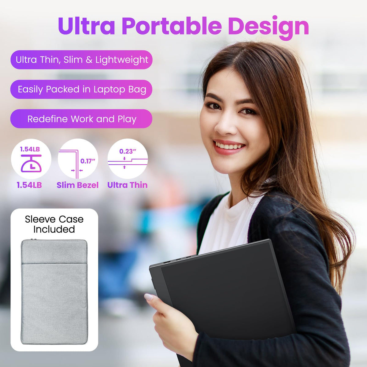 Upperizon portable monitor included accessories for quick setup