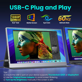 Upperizon portable monitor side profile highlights slim, lightweight design for travel.