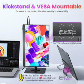 Upperizon portable monitor with VESA mount holes for flexible setup