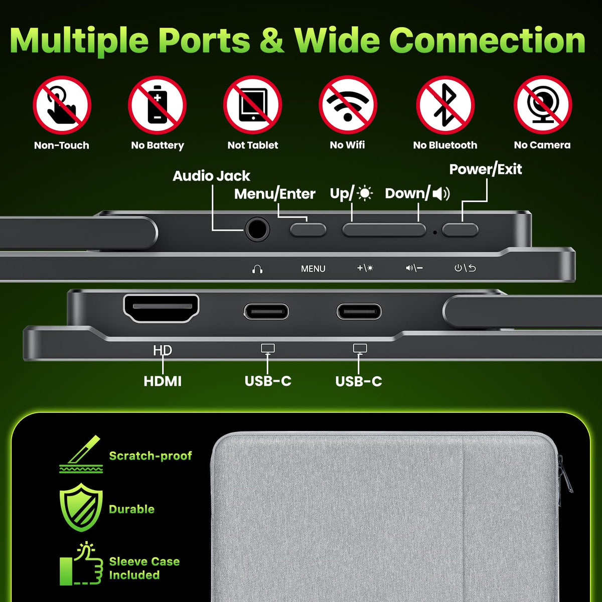 Upperizon portable monitor 18.5 inch ergonomic aluminum body.