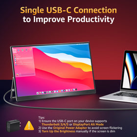 Upperizon portable monitor aluminum body highlights premium build and efficient heat dissipation during travel.