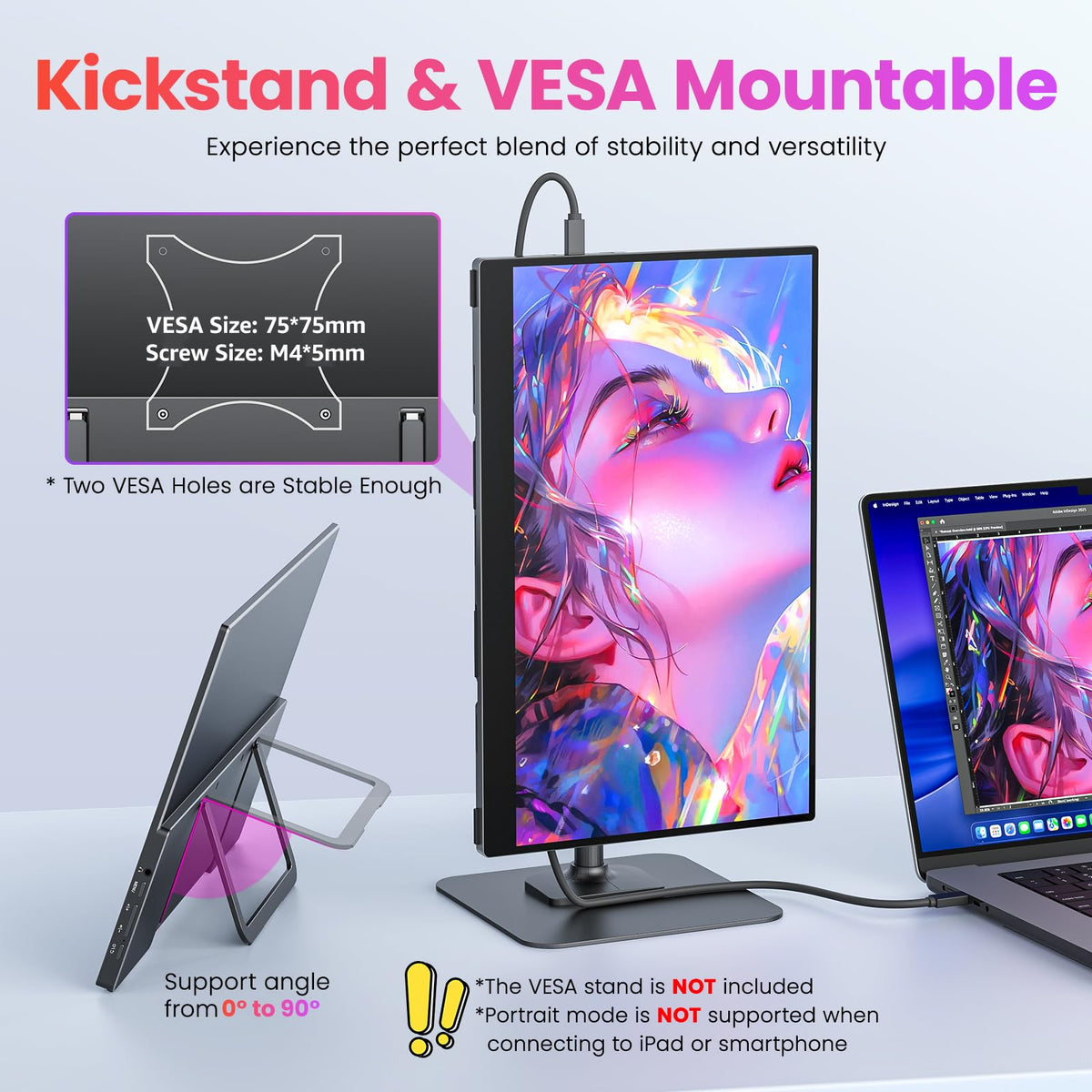 Upperizon aluminum build with integrated kickstand and VESA mounting