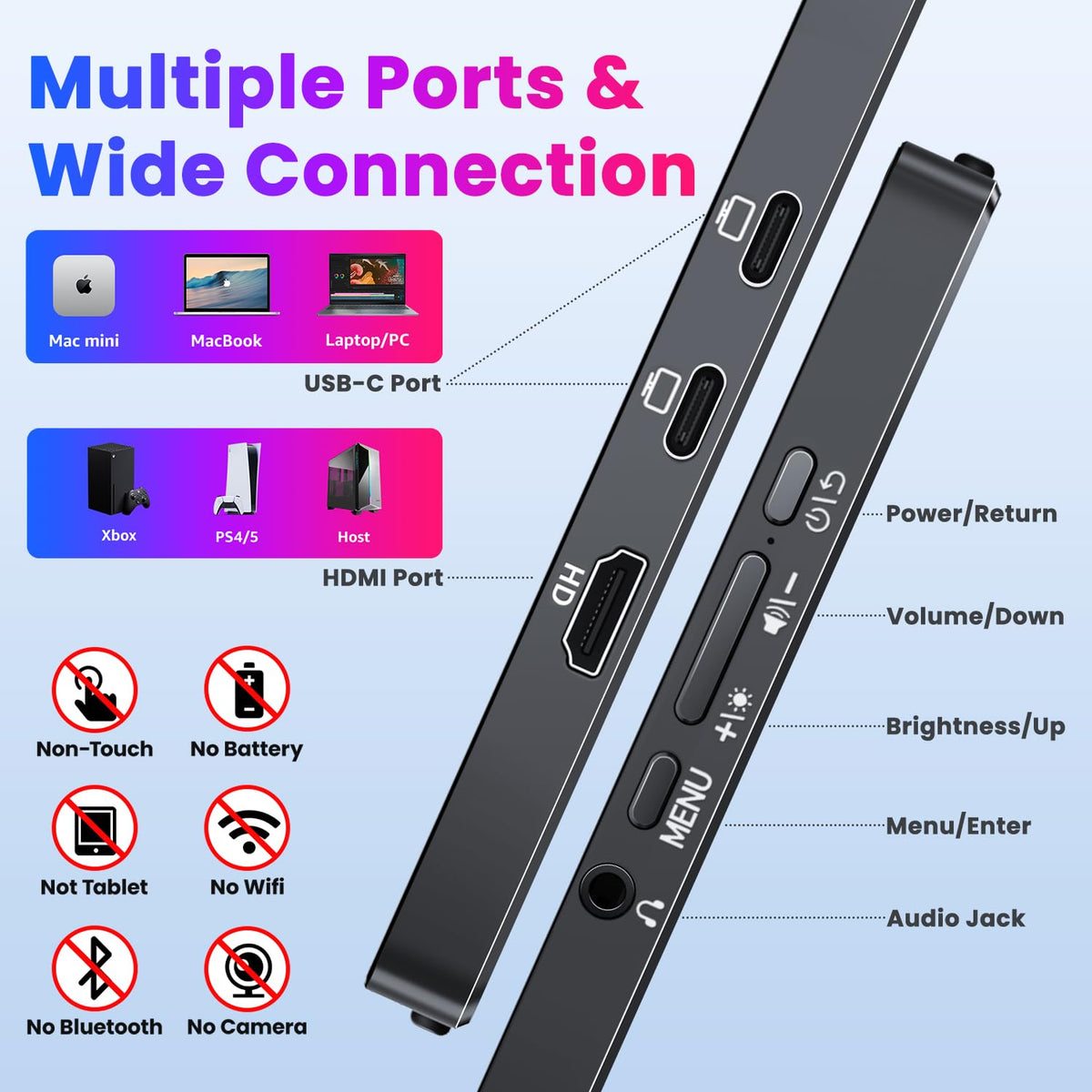 Upperizon portable monitor with magnetic leather cover for screen protection