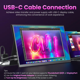 Upperizon portable monitor with HDMI and USB-C ports for versatile connections