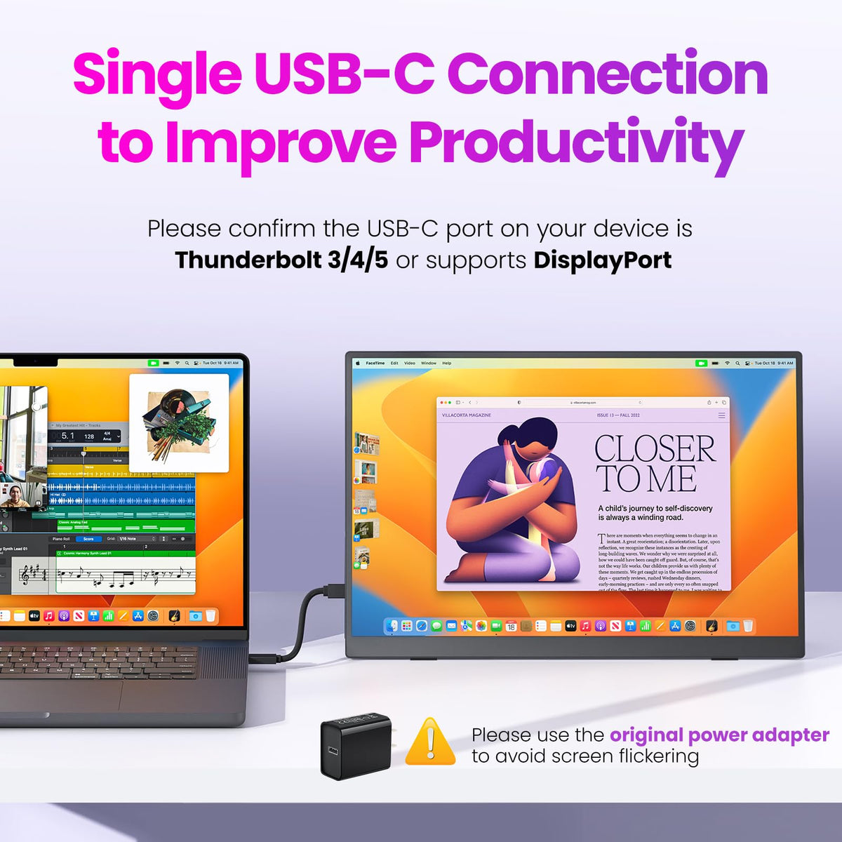 Upperizon portable monitor shown from a side angle emphasizing slim profile and heat dissipation