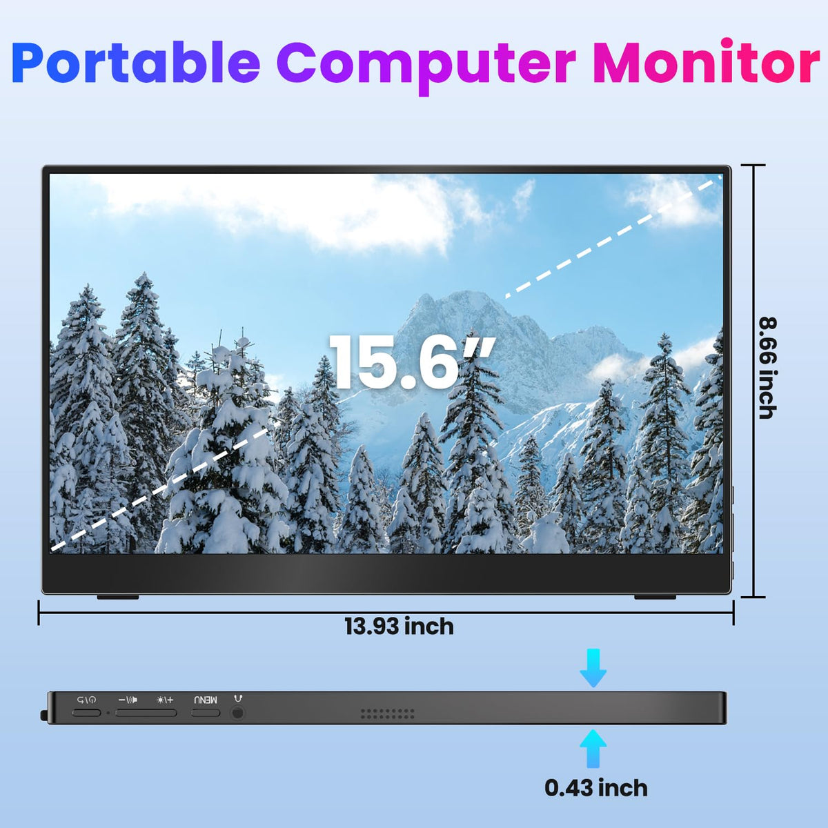 Upperizon portable monitor suitable for gaming and productivity on the road