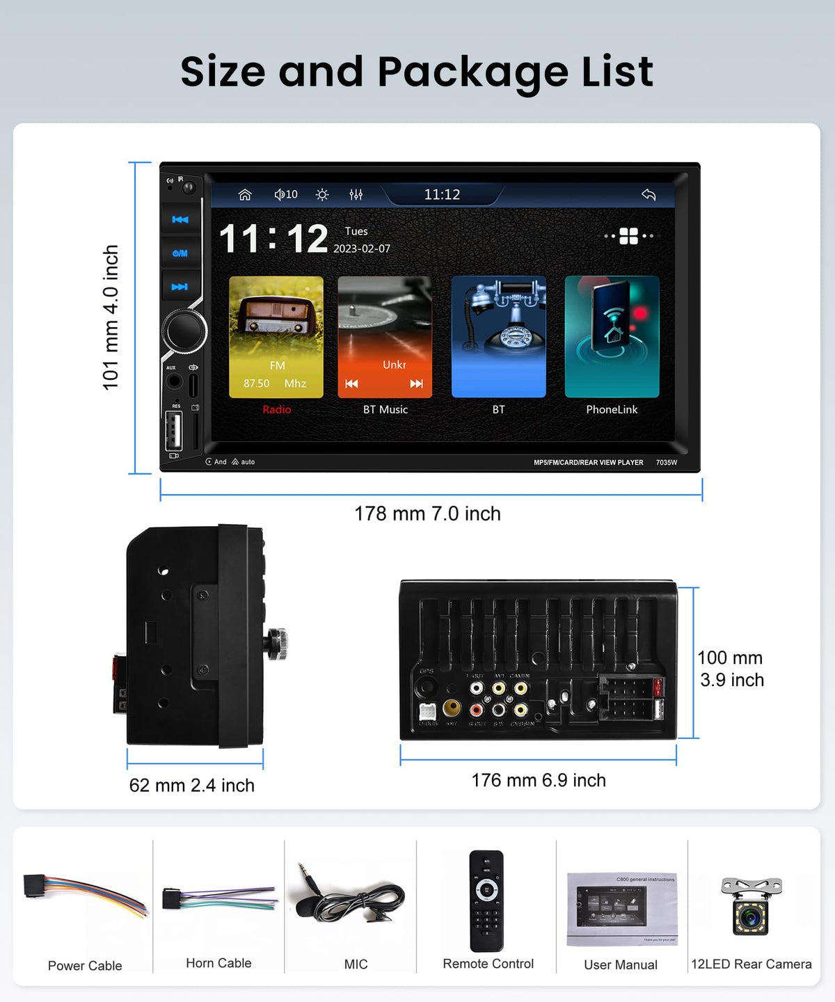 Upriding 7-inch touchscreen car radio display for easy navigation and media control