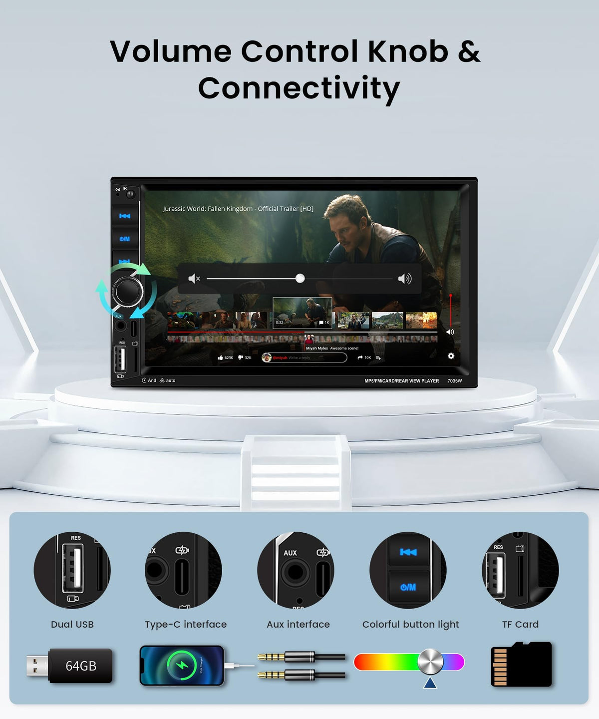 Upriding FM radio with 87.5–108MHz range and customizable EQ