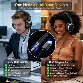 URBAN SWING W70 4-9ft cable extends reach for couch viewing and workspace use.