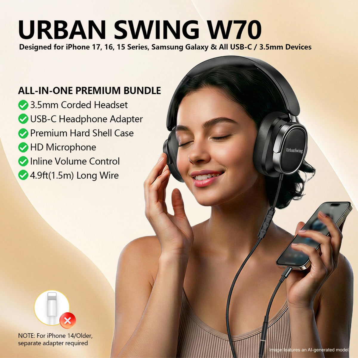 URBAN SWING W70 side profile shows a slim, lightweight design.