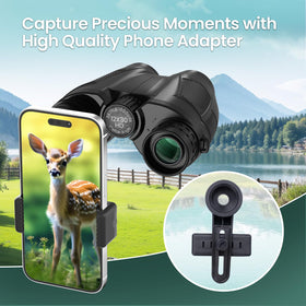 URBANCOAST binoculars attached to smartphone adapter for easy digiscoping