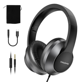 UrbanSwing W2 wired headphones with mic for clear calls at home or office