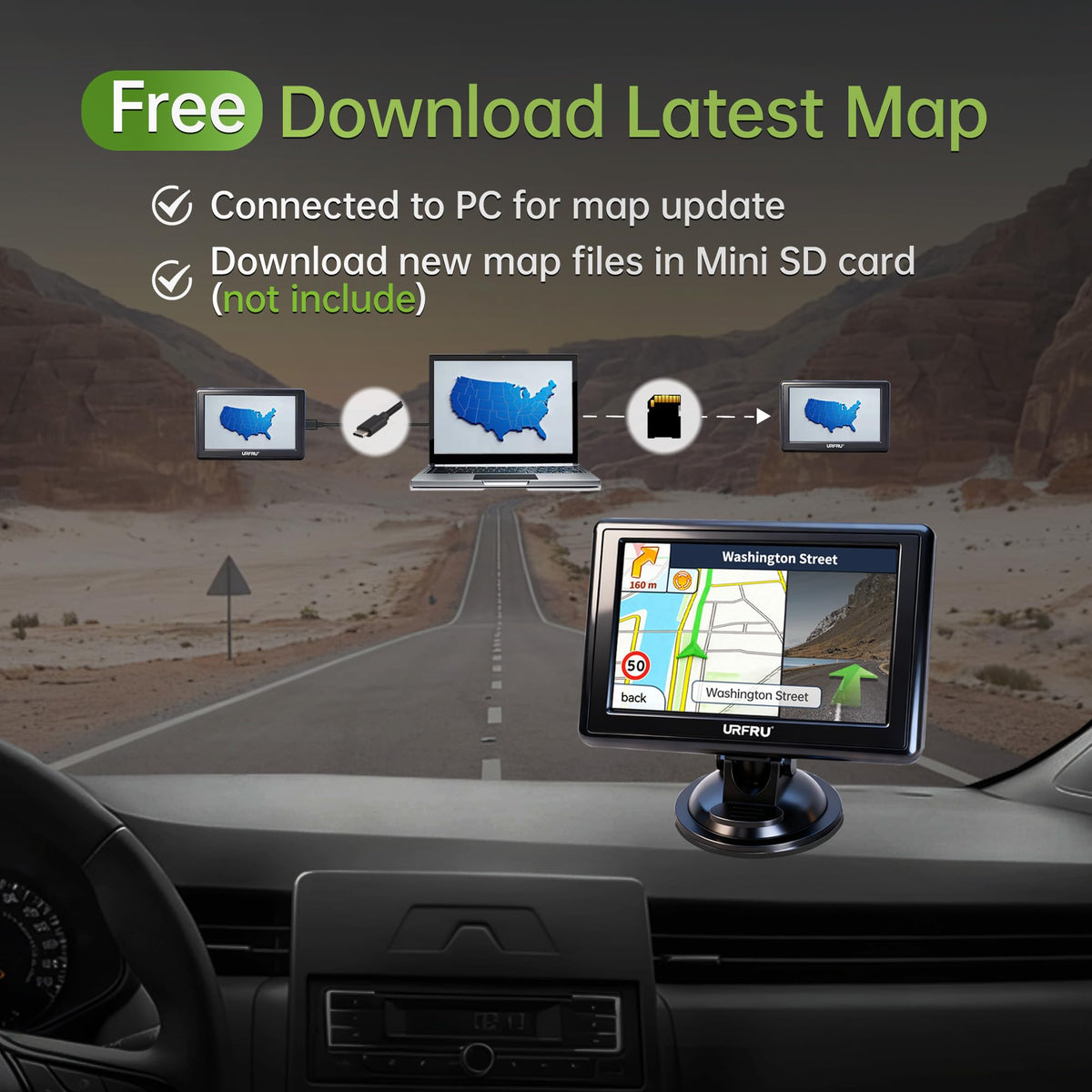 URFRU mounted on car dashboard demonstrating compact fit and visibility