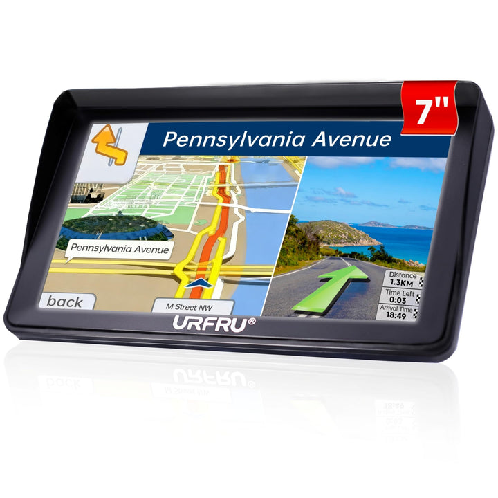 URFRU front panel display showing HD map and clear directions for safer driving