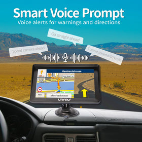 URFRU beside a hand to show 7-inch scale and ergonomic touchscreen benefit