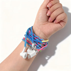 URIZONS bracelet earbud blue close up with magnetic lock for on the go