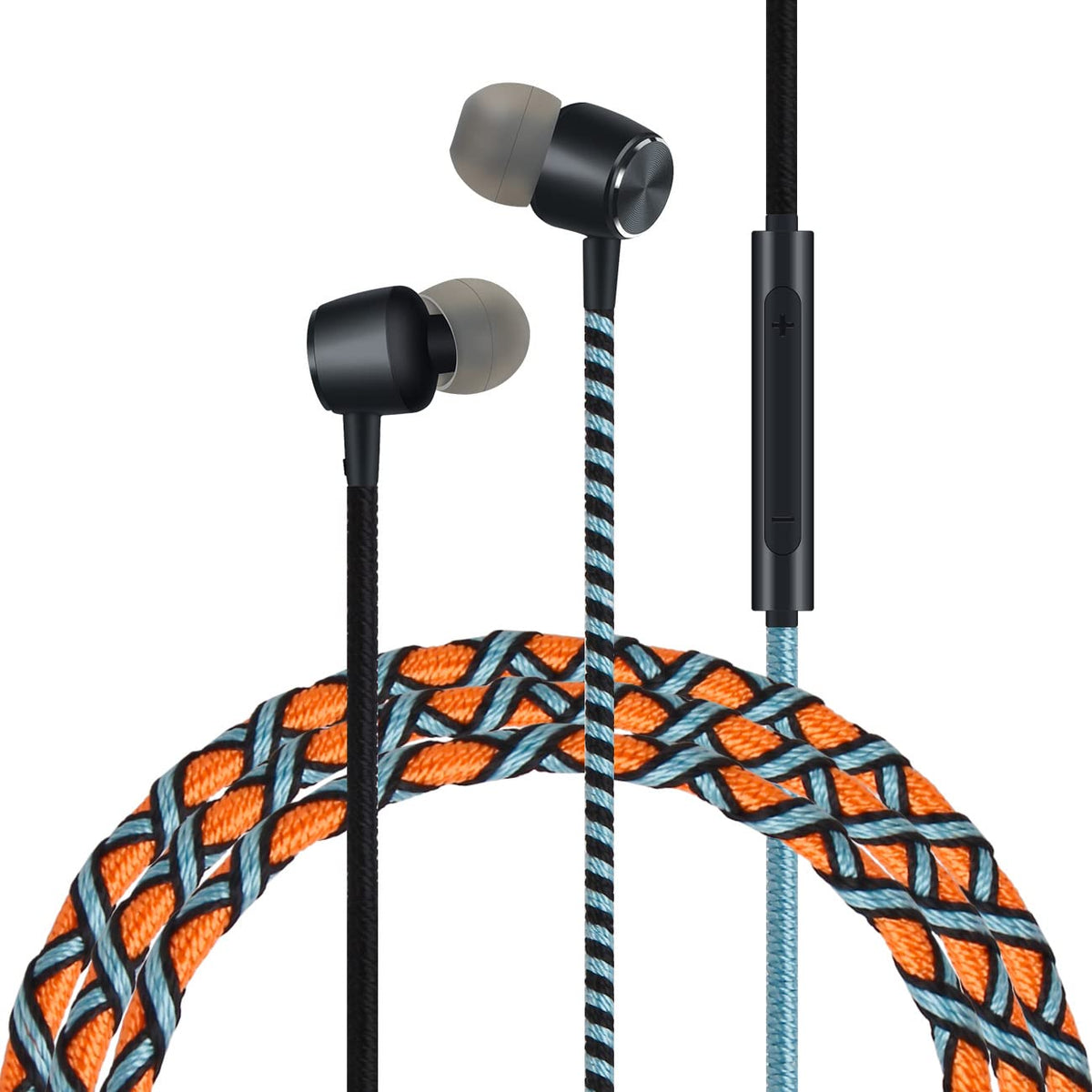 URIZONS braided earbuds orange in-ear design for comfortable daily listening