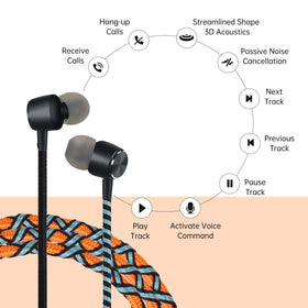 URIZONS braided earbuds orange in-use for music, calls, and exercise