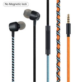 URIZONS braided earbuds orange with protective carry case for travel