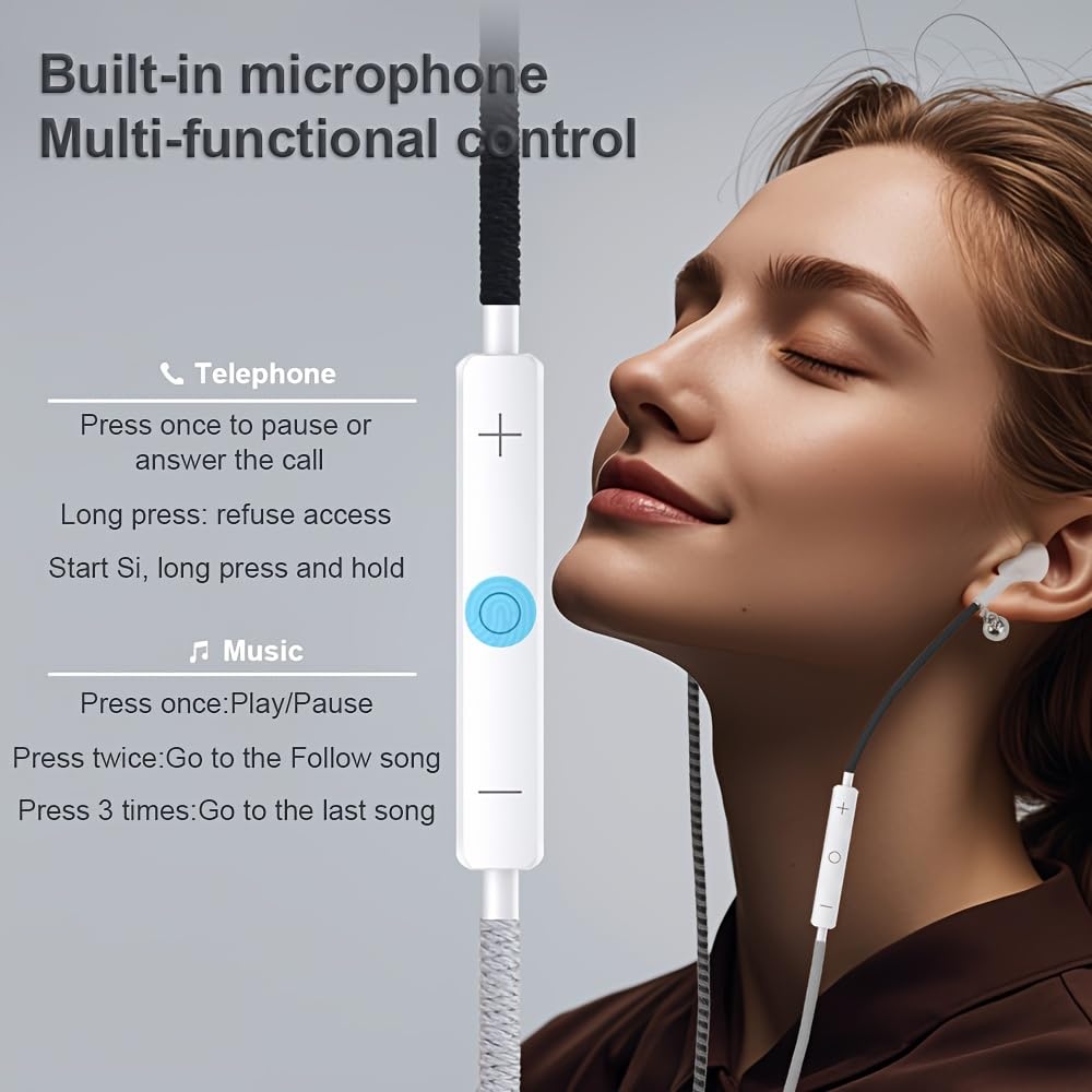 URIZONS USB-C earbud blue mic visible for crystal clear calls