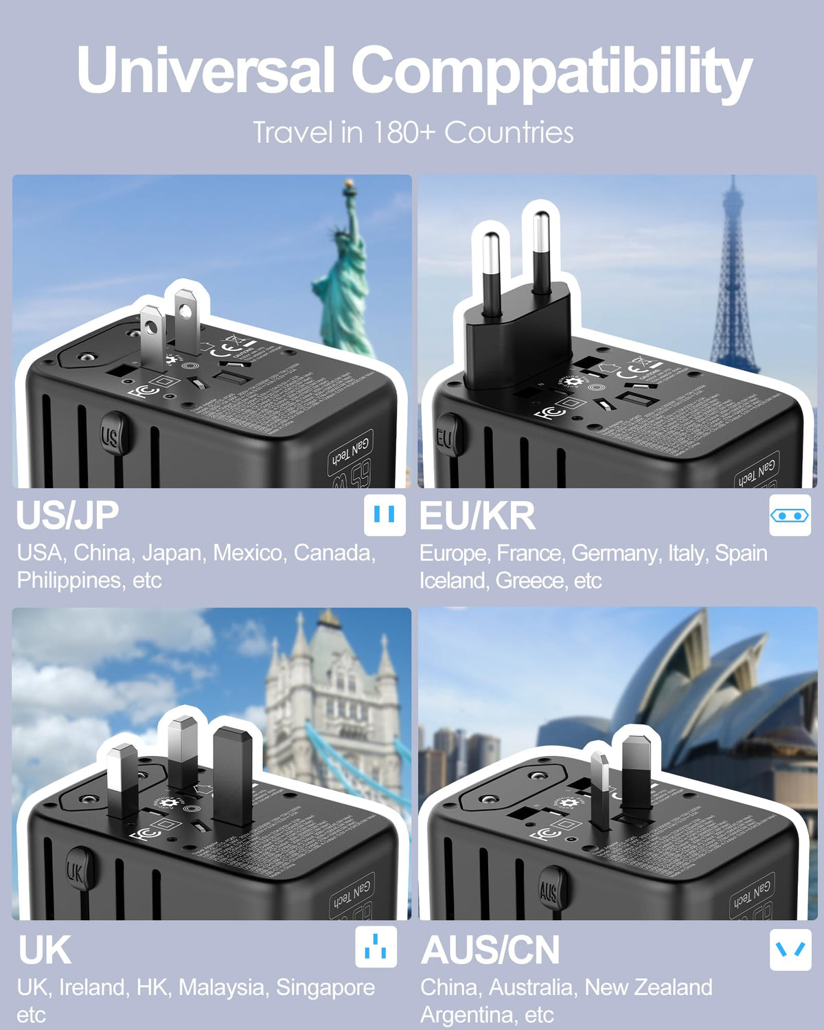 URJD close-up of USB-C USB-A ports and power label showing clear power ratings