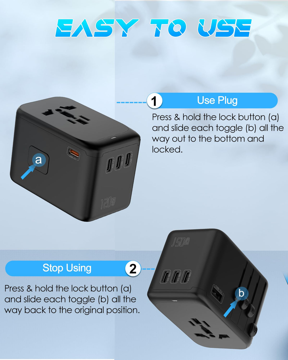 URJD cruise-ready design fits in carry-on for on-the-go charging.