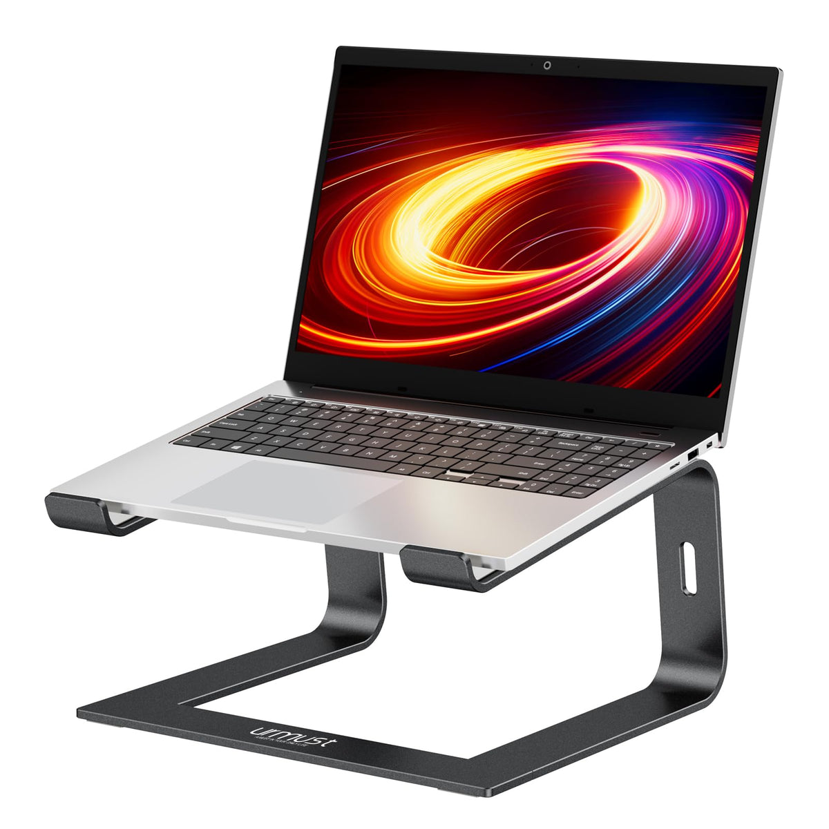 Urmust aluminum laptop stand front view for 10-15.6 inch laptops.