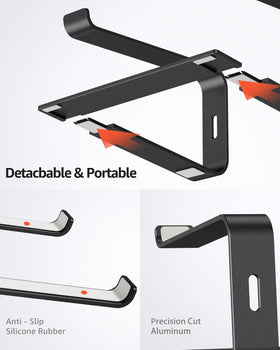 Urmust laptop stand anti-slip bottom pads keep device stable.