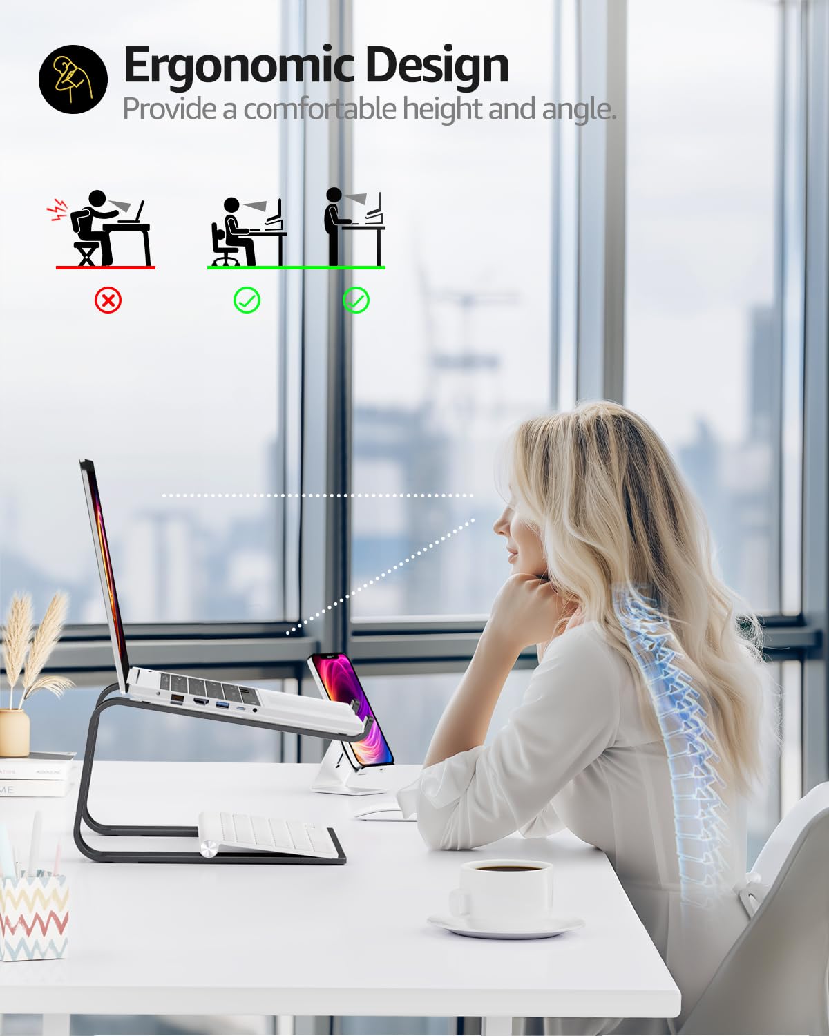 Urmust laptop stand sturdy 4 kg capacity with non-slip bottom pads.