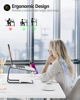 Urmust laptop stand sturdy 4 kg capacity with non-slip bottom pads.