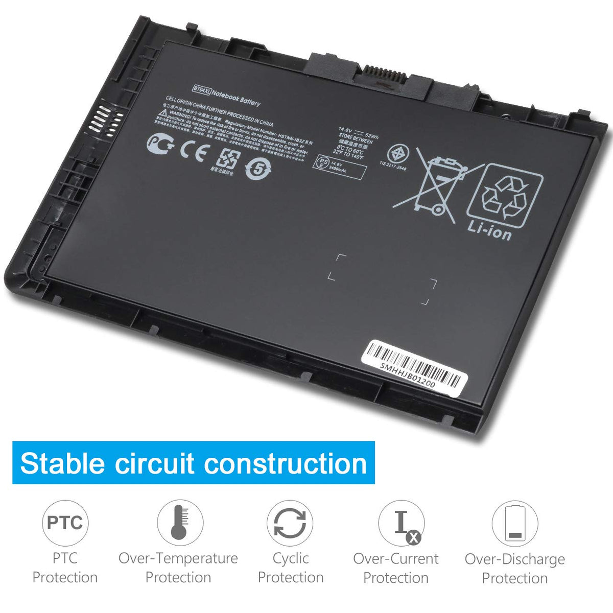 Ursulan BT04XL compatibility chart confirming supported HP EliteBook Folio models.