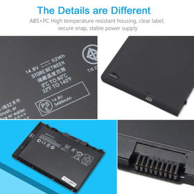 Ursulan BT04XL battery side connection indicating secure fit for HP EliteBook Folio models.