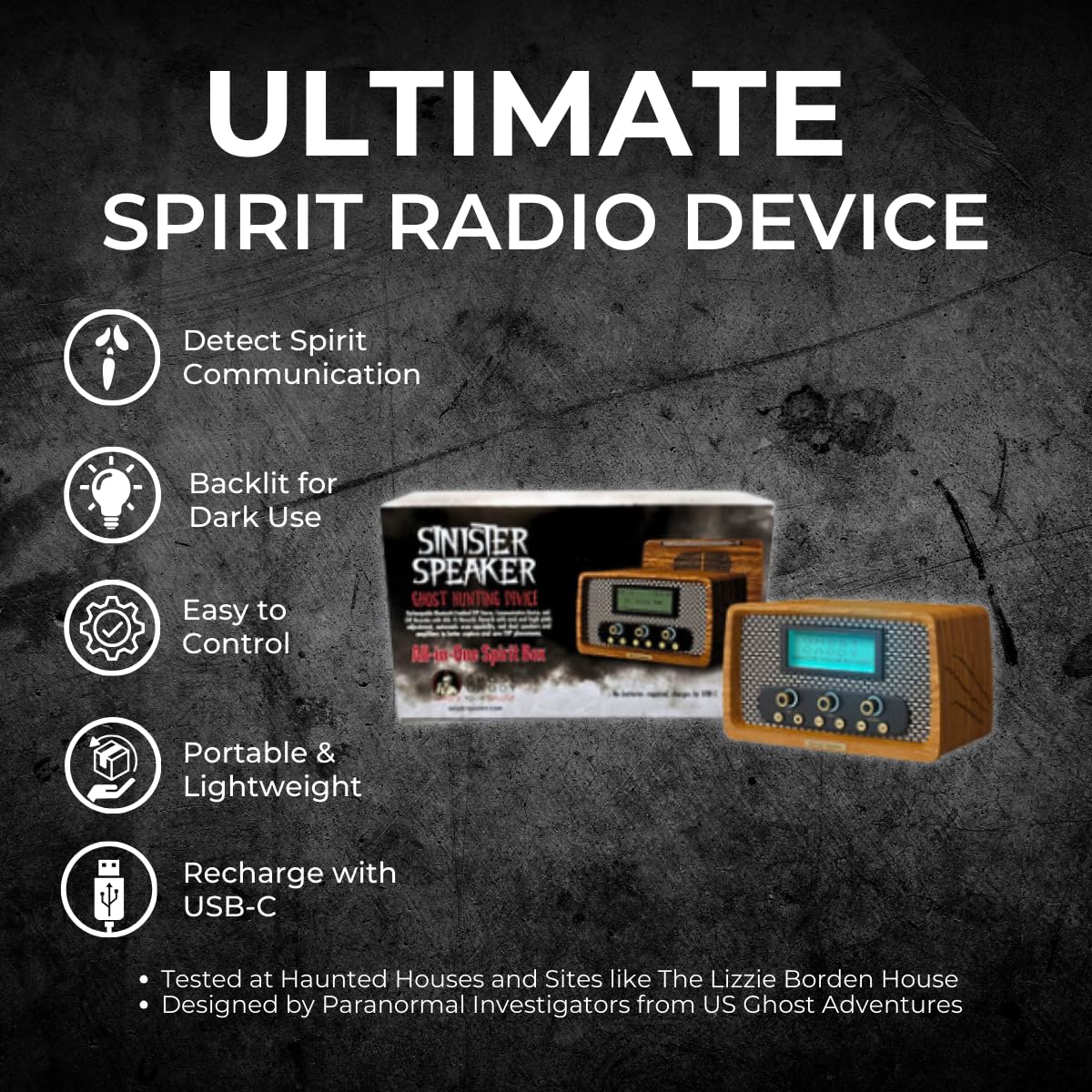 US Ghost Adventures Sinister Speaker back panel with headphone jack and ports