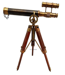 US HANDICRAFTS wooden tripod stand provides sturdy support for any desk setup