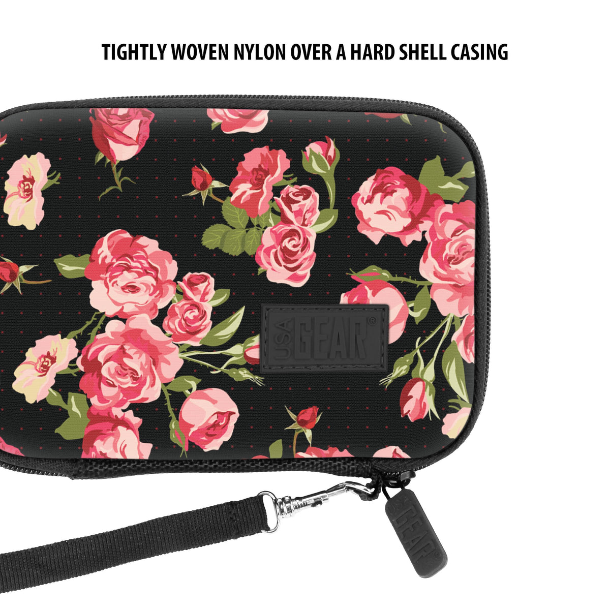 USA Gear Floral exterior texture highlighting weather-resistant nylon for rugged use