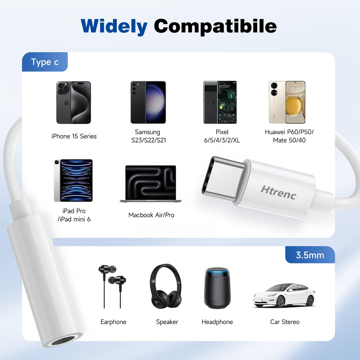 USB-C to 3.5mm adapter with built-in DAC for clearer sound